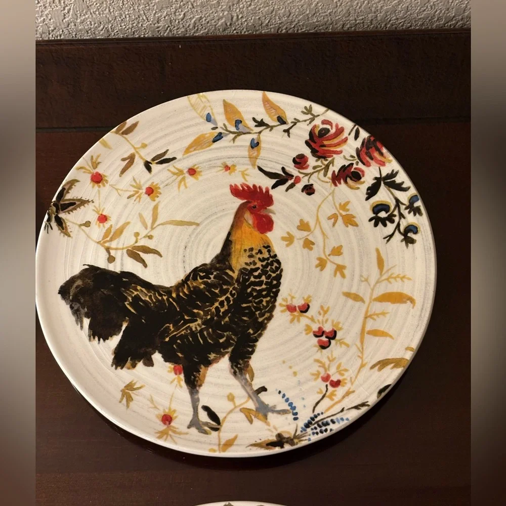 VTG Williams Sonoma Rooster Francais Colorful Rooster Decorative‎ Dessert Plates
